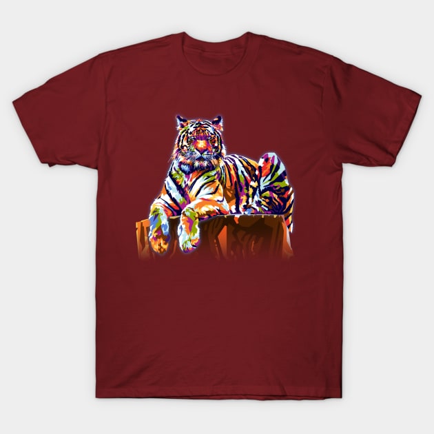 Colorful Tiger T-Shirt by RJWLTG